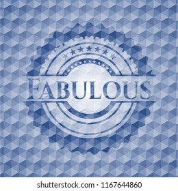 Fabulous blue emblem or badge with abstract geometric polygonal pattern background.