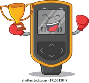 Fabulous boxing winner of dive computer caricature design style