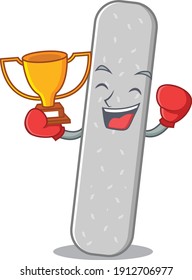 Fabulous boxing winner of emery boards caricature design style. Vector illustration