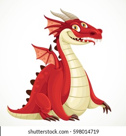 Fabulous cartoon red dragon isolated on a white background