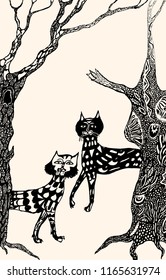 The fabulous cats under magic trees