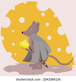 Fabulous character. Mouse knight with sword got cheese