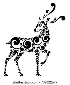fabulous Christmas deer, stylized vector illustration