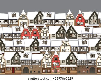Fabulous Christmas town. Highly realistic illustration.