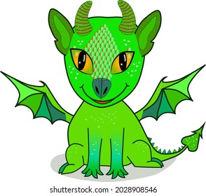 A fabulous creature dragon. Vector drawing of a dragon with wings.