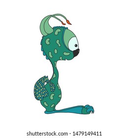 fabulous cute dragon. Handdraw illustration fabulous cute dragon isolated on white background. painted in the style of Doodle. Suitable for children's t-shirts , toys, web games