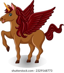 Fantastisches Cute-Einhorn mit Flügeln. Vektorgrafik von Cartoon Magical Unicorn. Cute Fantasy Animal