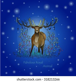 Fabulous deer - summer. Vector illustration.