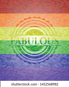 Fabulous emblem on mosaic background with the colors of the LGBT flag