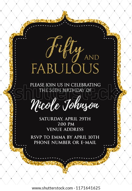 Fabulous Fifty Birthday Party Vector Printable Stock Vector