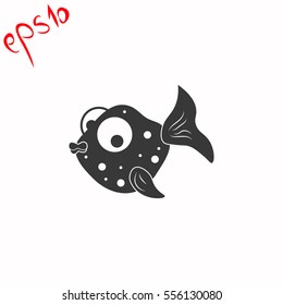 Fabulous fish grey icon.