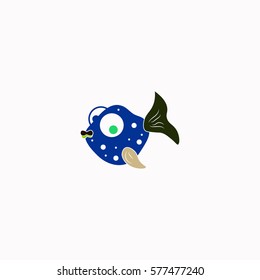 Fabulous fish  icon Vector design. Colored illustration.