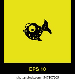 Fabulous fish vector black icon. Isolated illustration. Business picture.