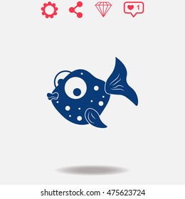 Fabulous fish vector icon on grey background.