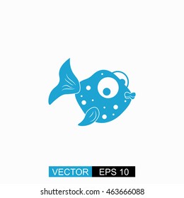 Fabulous fish vector. Isolated blue icon on white background.