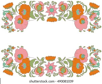 Fabulous Floral Pattern Ethnic flowers Floral folk art Folkart Flower pattern Vintage background Vector illustration Ethnic decoration flowers Folk ethnic theme  Card exotic  Vintage frame March 8