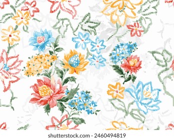 fabulous floral print ikat all over design vector.