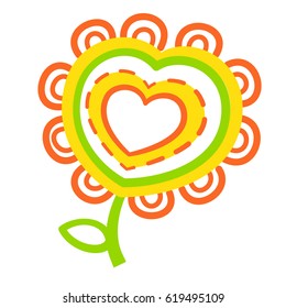 Fabulous flower, heartfelt thanks, love, color, isolated, vector