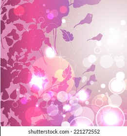 Fabulous flowers at sunset, with the glitter of reflected glare and rays, romance