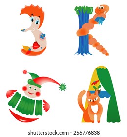 Fabulous funny letters with characters