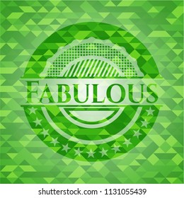 Fabulous green emblem with triangle mosaic background