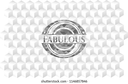 Fabulous grey emblem. Vintage with geometric cube white background