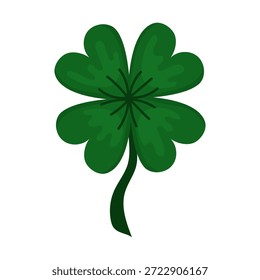 Fabuloso trébol de cuatro hojas dibujado a mano. Ilustración vectorial dibujada a mano. Objeto sobre fondo blanco. Elemento de diseño para el día de San Patricio.