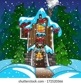 Fabulous home. Winter. Vector eps10