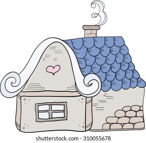 fabulous house with a chimney vector illustration