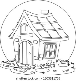 Fabulous house vector colouring book in cartoon style. Vector illustration on the theme of construction and architecture.