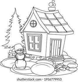 Fabulous house vector colouring book in cartoon style. Vector illustration on the theme of construction and architecture.