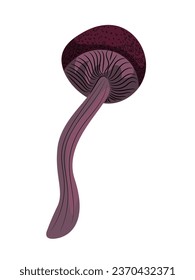 Fabulous magical forest burgundy mushroom with stripes on the cap.