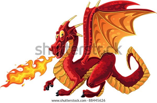 Fabulous Magical Red Firespitting Dragon Stock Vector (royalty Free 