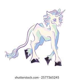 fabulous magical unicorn. mesmerizing. hand-drawn stylized illustration. charming print. for the design of paper products. 