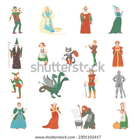 Fabulous Medieval Character from Fairytale Big Vector Set Foto stock © 