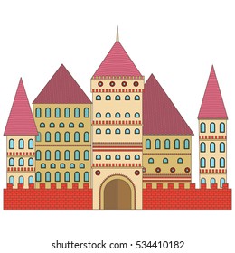 Fabulous palace vector. Flat building.