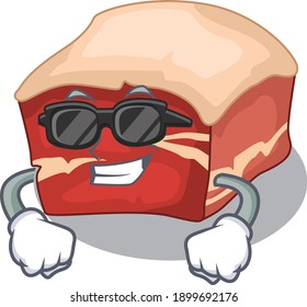 Fabulous pork belly cartoon character wearing classy black glasses. Vector illustration