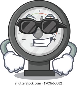 Fabulous pressure gauge cartoon character wearing classy black glasses