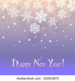 Fabulous purple background with snowflakes, shadow and falling stars. Can be used as greeting card for Christmas or New Year.