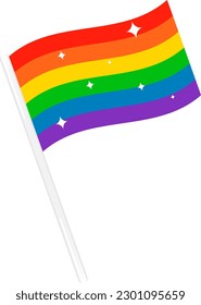 Fabulous Rainbow Handing Flag. Pride Month Symbol. LGBT Flag. LGBT+ Sign. LGBTQIA Parade Event. Colorful Shape Isolated.