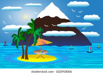 A fabulous romantic holiday in nature near the sea. Around the mountain, yachts. The enchanting sunset delighted anyone who would rest here.