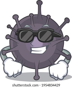 Fabulous salmonella cartoon character wearing classy black glasses. Vector illustration