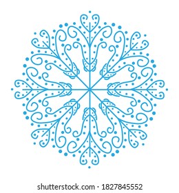 
Fabuloso copo de nieve aislado en fondo blanco. Elementos de decoración invernal para postales, papel envolvente, banner, revista y más. Ilustración vectorial de existencias para la decoración y el diseño