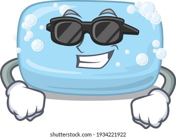 Fabulous soap cartoon character wearing classy black glasses. Vector illustration
