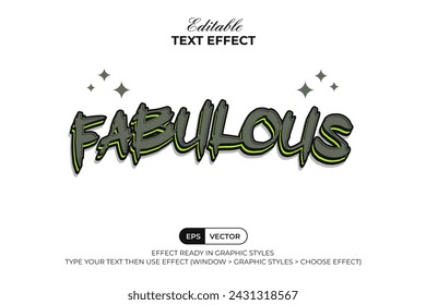 Fabulous Text Effect Sticker Fun Style. Editable Text Effect Vector.
