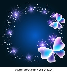 Fabulous transparent butterflies with shiny stars