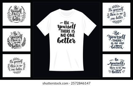 Fabulous T-Shirt Femme Col Rond Be Yourself Typographie Message Citation Motivation Self Bundle Design