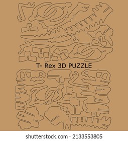 Fabulous tyrannosaurus rex in a project for contour jigsaw cutting