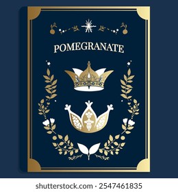 Fabulous vector cover with gold frame with floral pattern. Cover for children's book. Magic and enchantment. Enchanted and magic garden. Spells and curses. Royal family. Book cover.