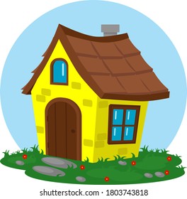 A fabulous vector house in cartoon style. Vector illustration on the theme of construction and architecture.